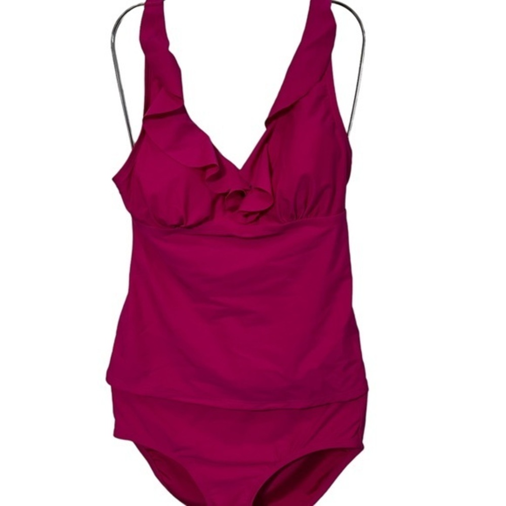 DKNY Hot Pink Two Piece Tankini Swimsuit UPF/SPF Protection Size Medium